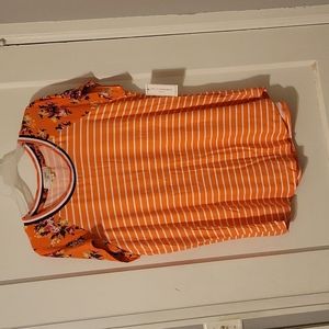 Brand new striped tee with floral details